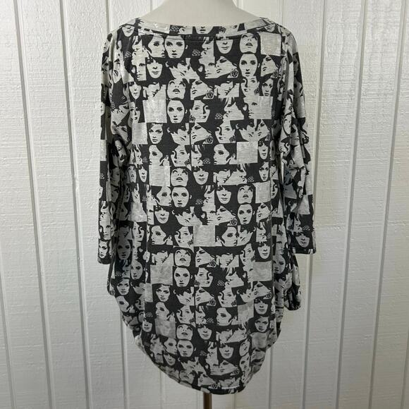 Papaya Retro Pop Art 3/4 Sleeve Cowl Neck Tunic Top Mini Dress Women Black Small - Picture 7 of 7